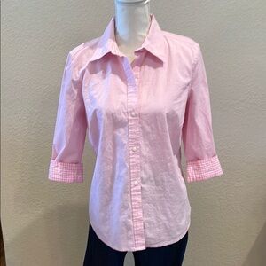 Izod Pink Fitted 3/4 Sleeve Button Down Shirt